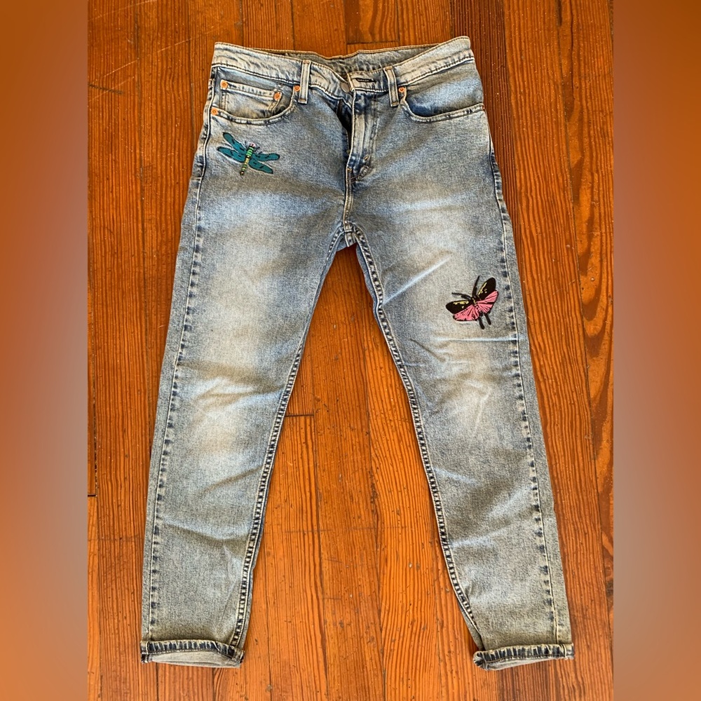 Levi’s Flex 512 W32XL30 Butterfly Caterpillar Dragonfly Embroidery - RARE